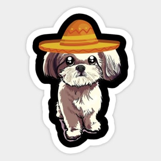 Cute dog shih tzu mexico cinco de mayo Sticker